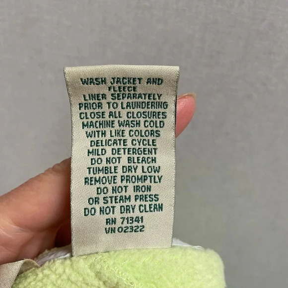 L.L. Bean short jacket with removable neon green  fleece vest Sz M - Picture 9 of 13